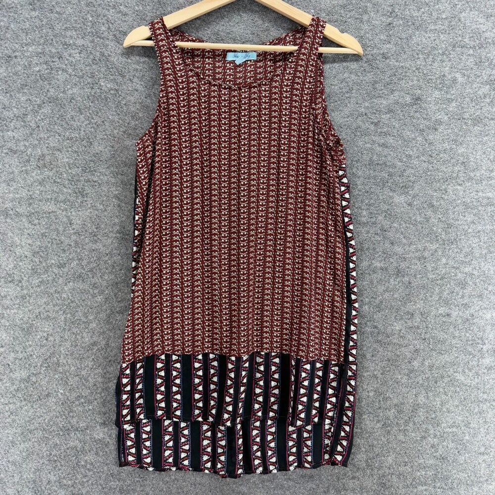 Sea + Sky Dress Women S Small Black Geometric Shift Midi Sleeveless Cotton